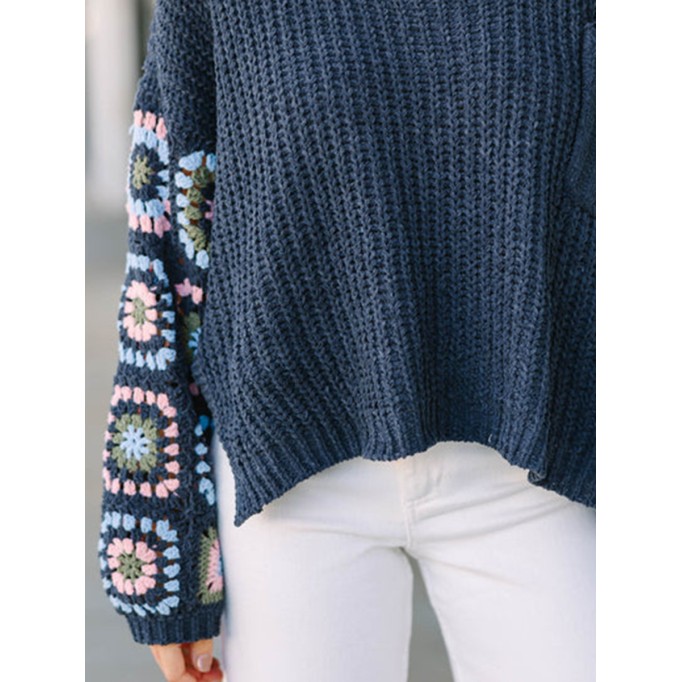 What You Like Gray Crochet Sweater