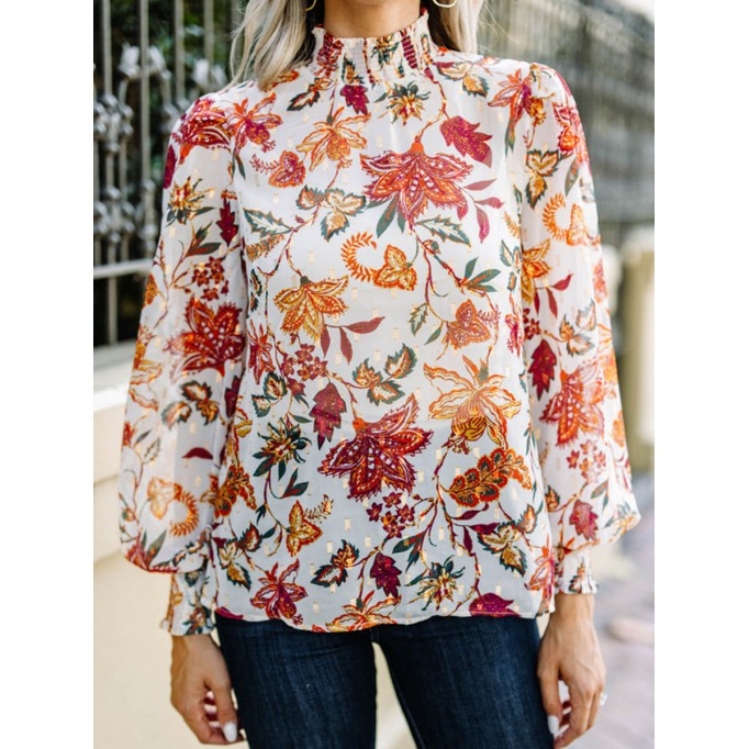 White Floral Blouse