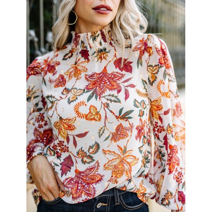 White Floral Blouse