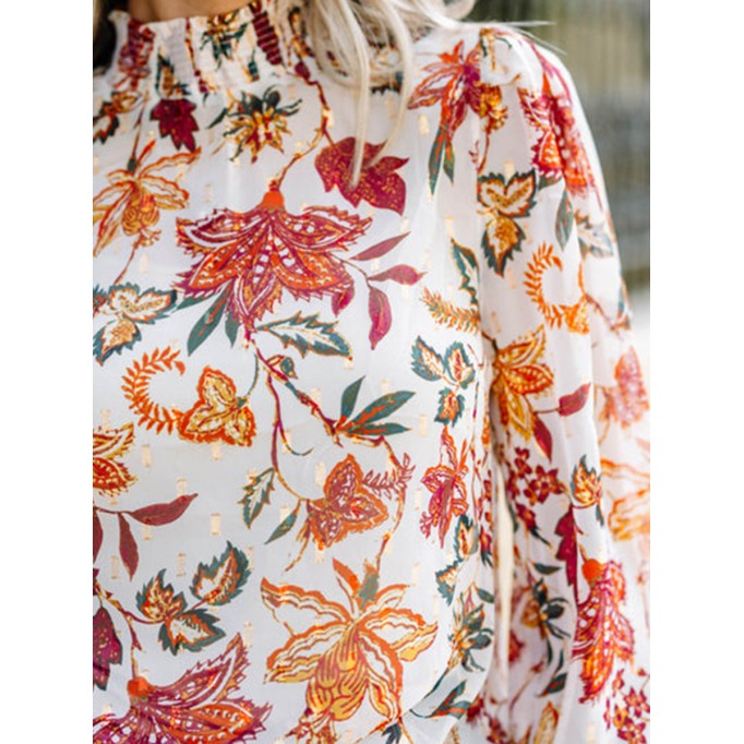 White Floral Blouse
