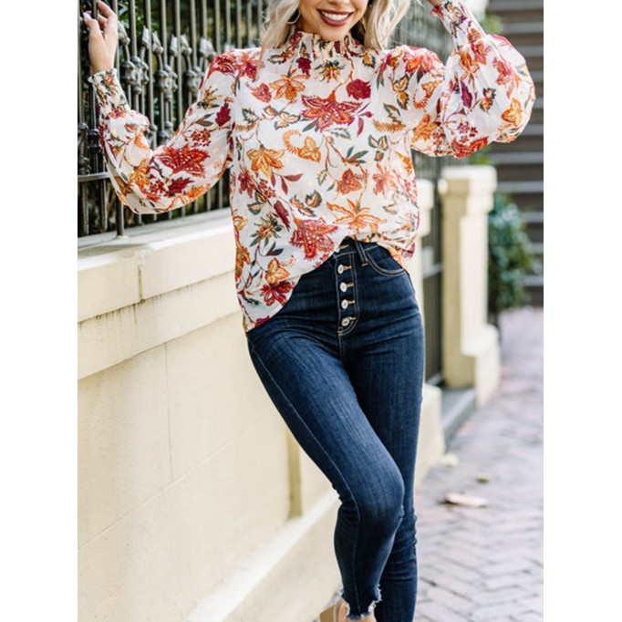 White Floral Blouse