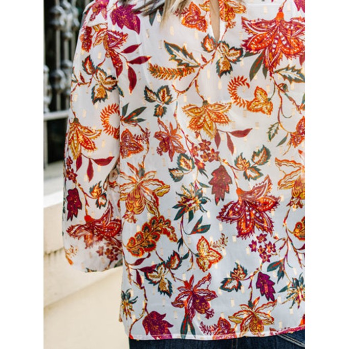 White Floral Blouse