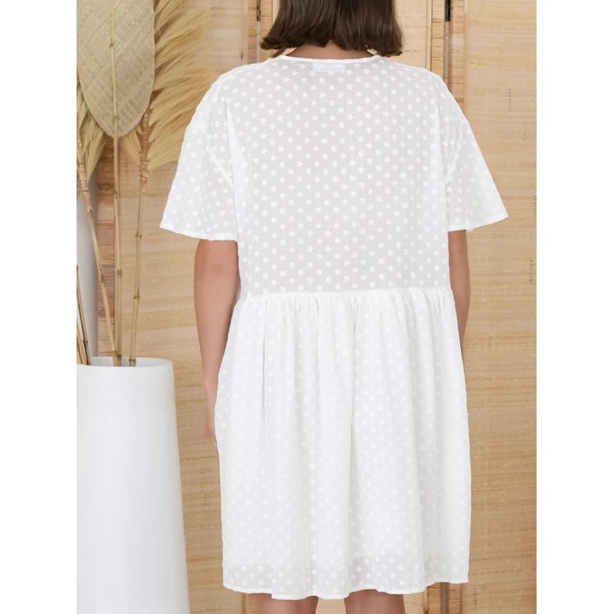 White V-neck loose Bohemian minimalist dress
