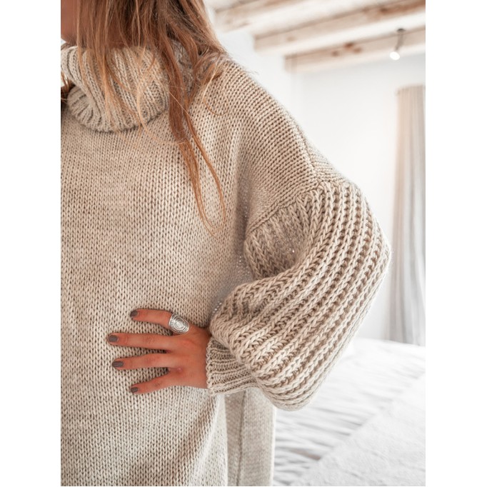 Wide puff sleeves Long Sweater