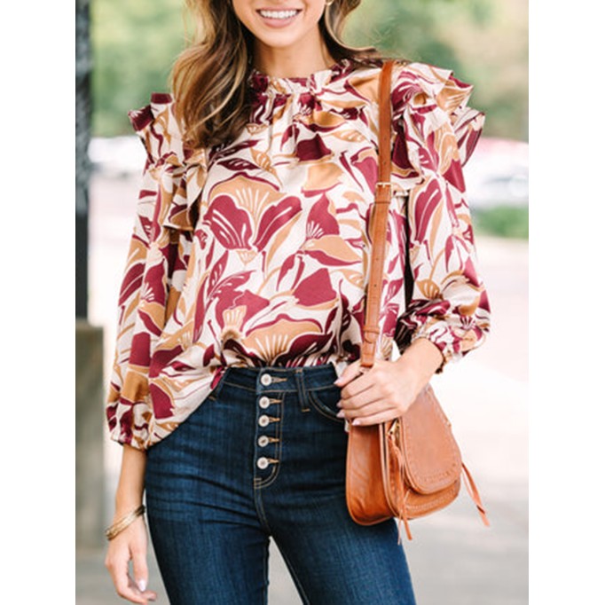 Wine Red Floral Blouse