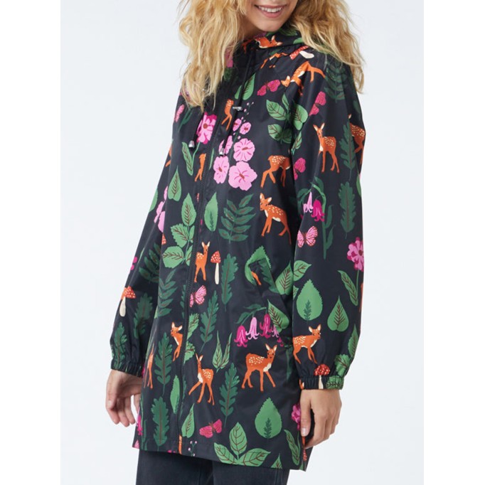 Winter Floral Print Raincoat