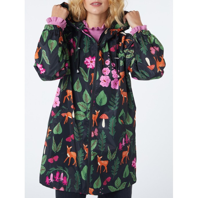 Winter Floral Print Raincoat