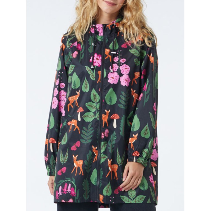 Winter Floral Print Raincoat