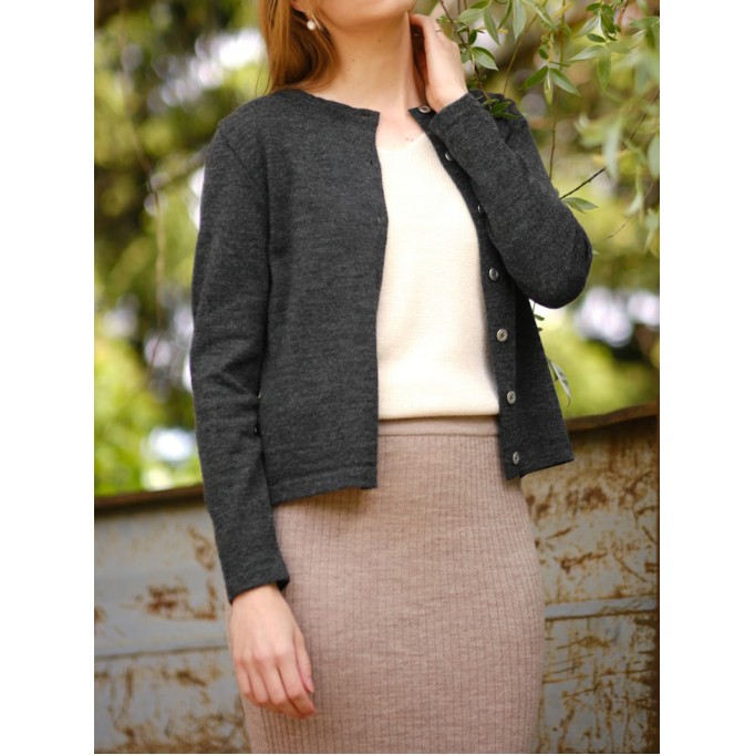 Women's black woven wool sweater