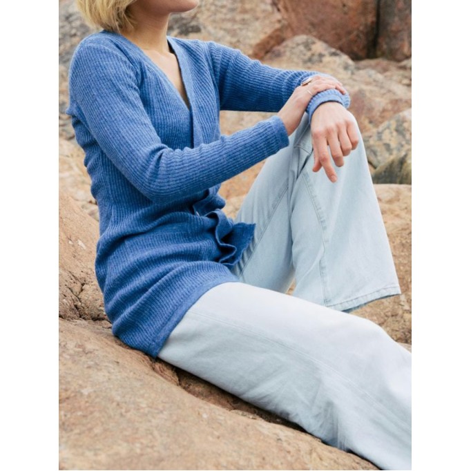 Women's blue elegant knitted sweater