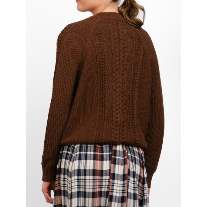 Women's brown woven cardigan