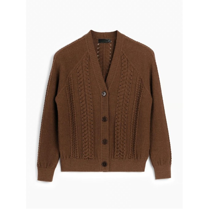 Women's brown woven cardigan