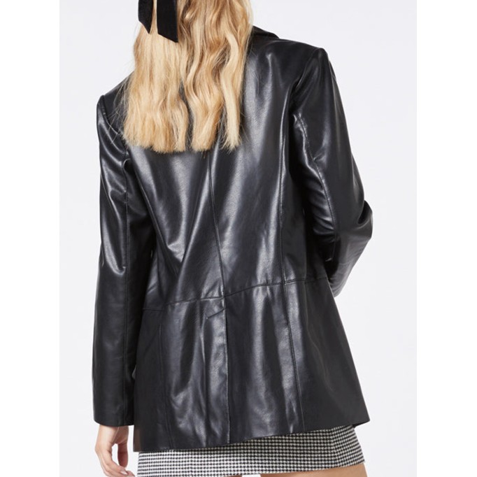 Women's casual black leather jacket