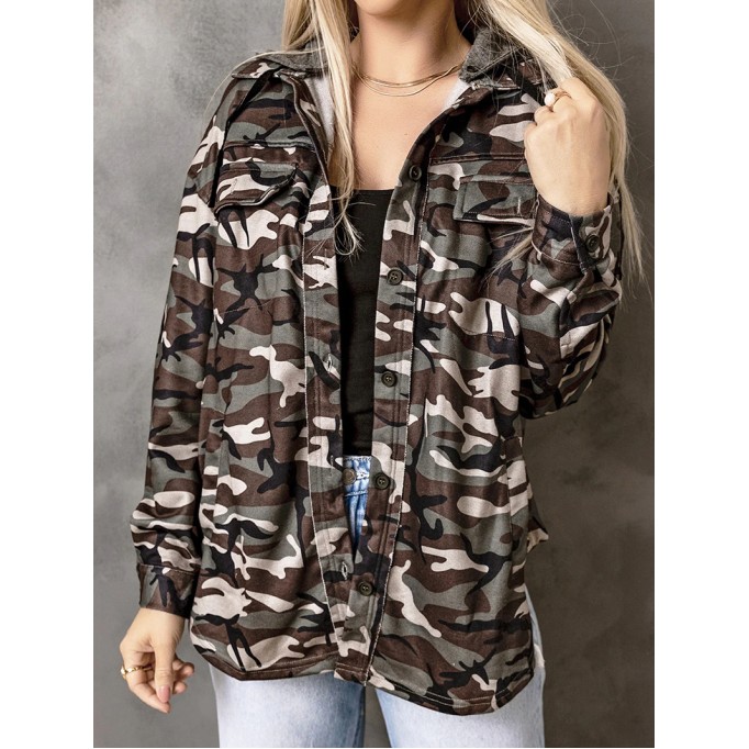 Women's Casual Camouflage Hooded Jacket