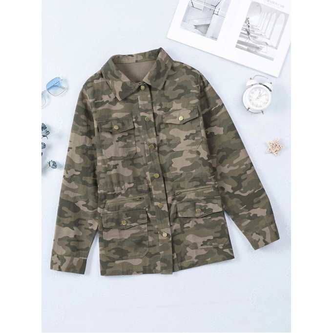 Women's Casual Camouflage Long Sleeve Jacket