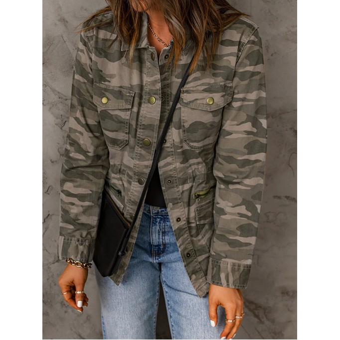 Women's Casual Camouflage Long Sleeve Jacket