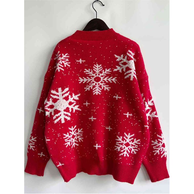 Women's Casual Christmas Snowflake Long Sleeve Sweater