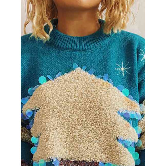 Women's Casual Christmas Tree Long Sleeve Sweater