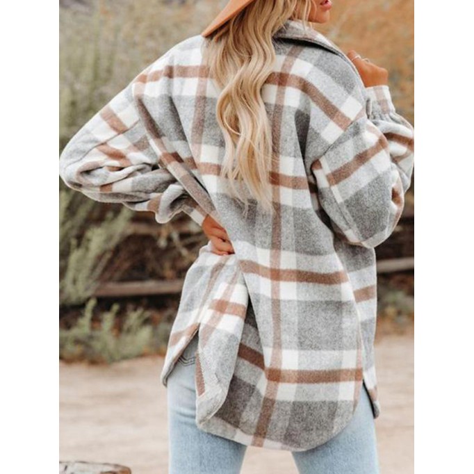 Women's Casual Elegant Plaid Jacket Coat