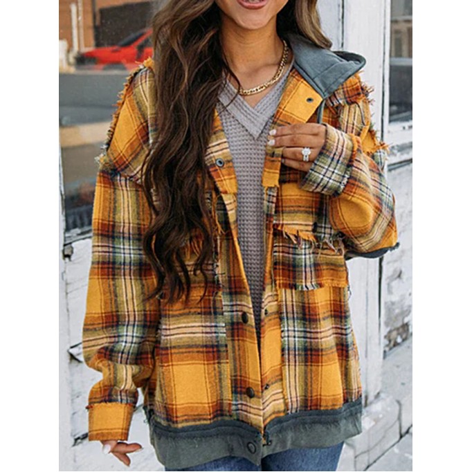 Women's Casual Elegant Plaid Jacket Coat