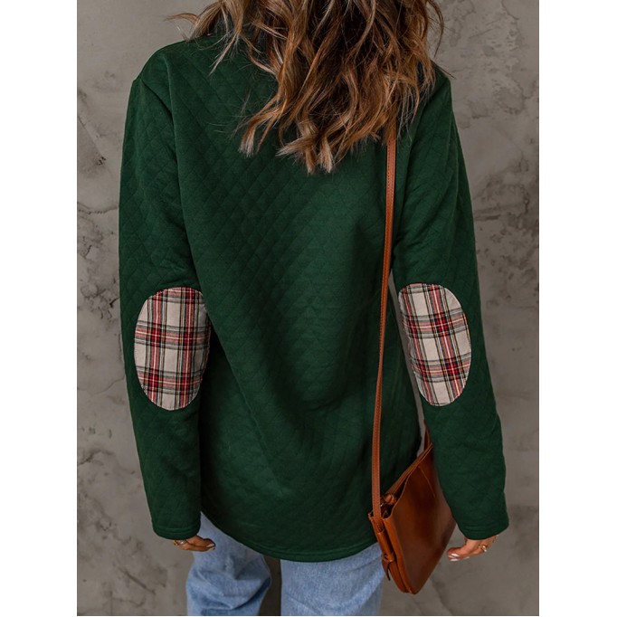 Women's casual patchwork button sweatshirt