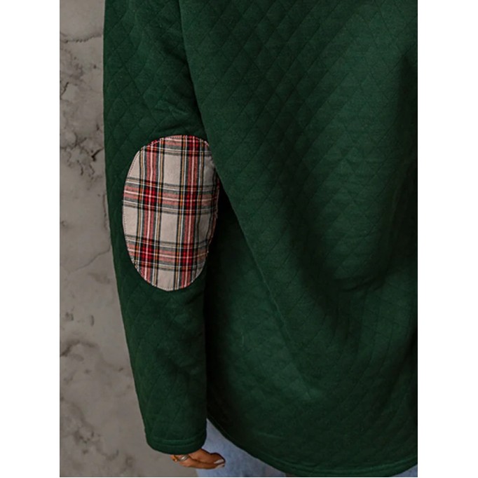 Women's casual patchwork button sweatshirt