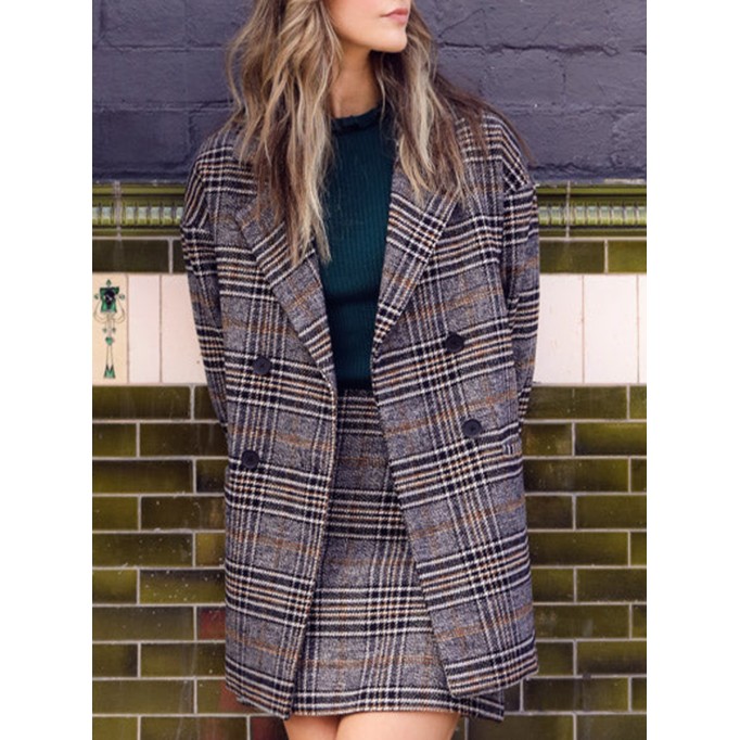 Women's casual plaid commuter jacket