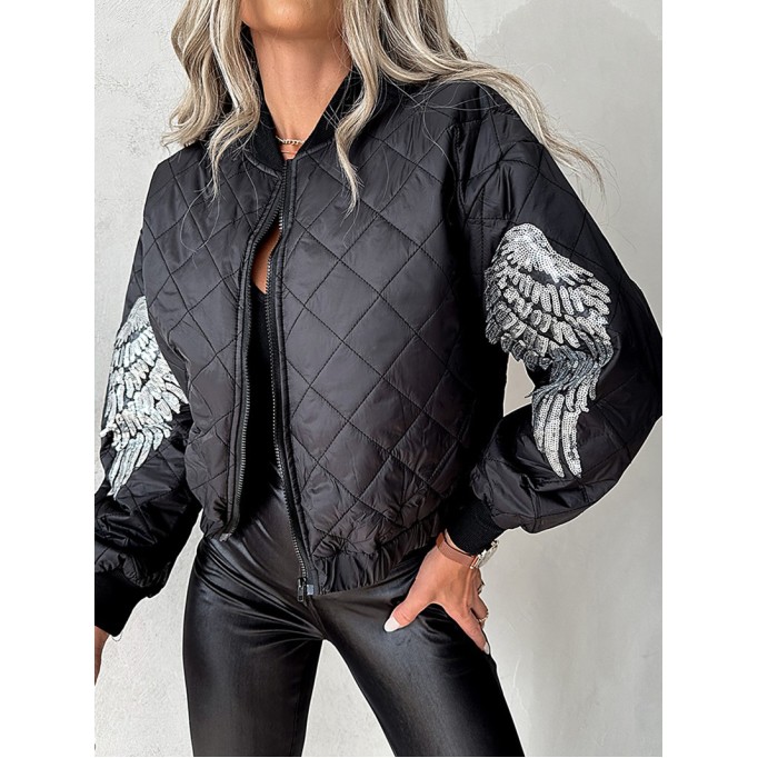 Women's Casual Sequined Wings Pattern Jacket