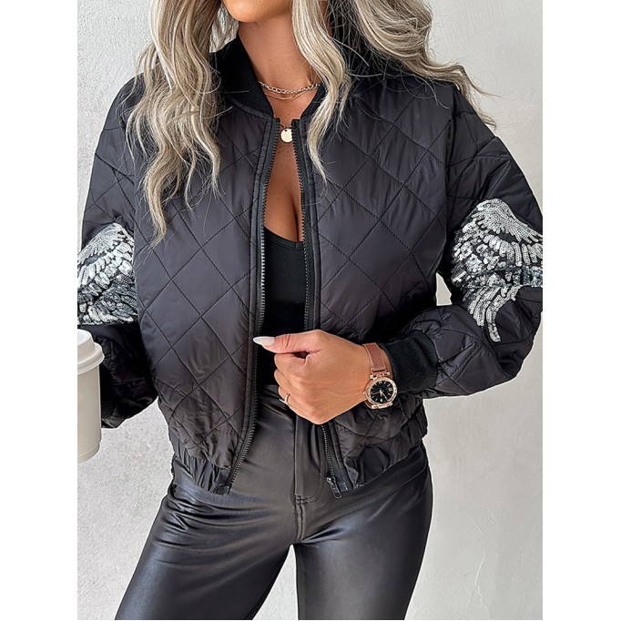 Women's Casual Sequined Wings Pattern Jacket