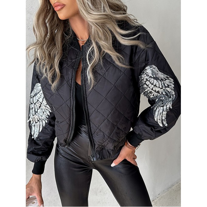 Women's Casual Sequined Wings Pattern Jacket