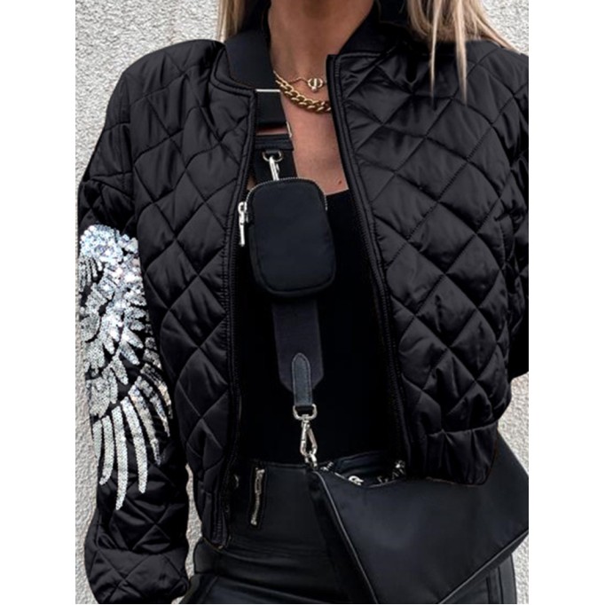 Women's Casual Sequined Wings Pattern Jacket