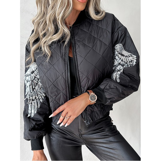 Women's Casual Sequined Wings Pattern Jacket