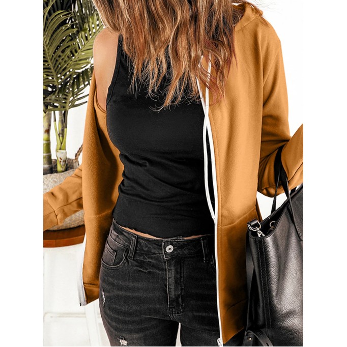 Women's casual solid color hooded jacket