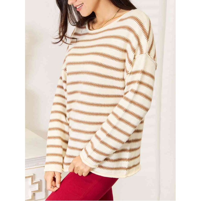 Women's Casual Striped Long Sleeve Sweater