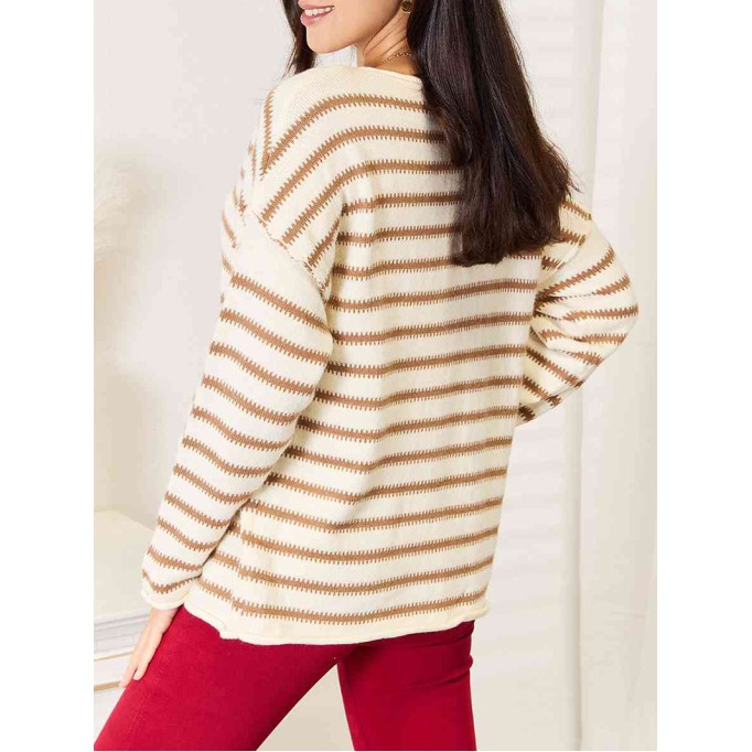 Women's Casual Striped Long Sleeve Sweater