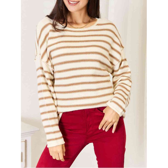 Women's Casual Striped Long Sleeve Sweater