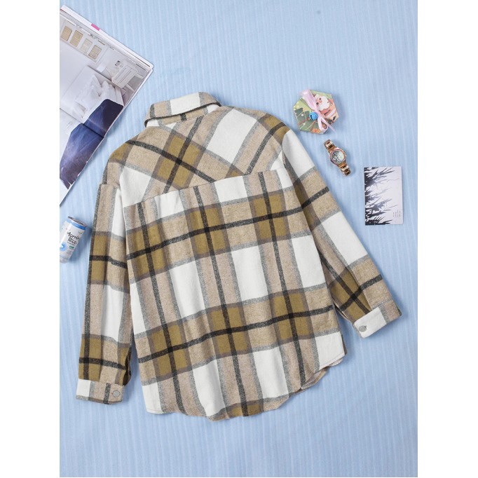 Women's Classic Simple Plaid Pocket Jacket