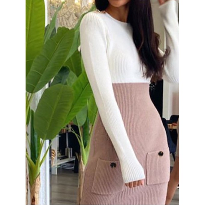 Women's Color Block Knit Mini Dress