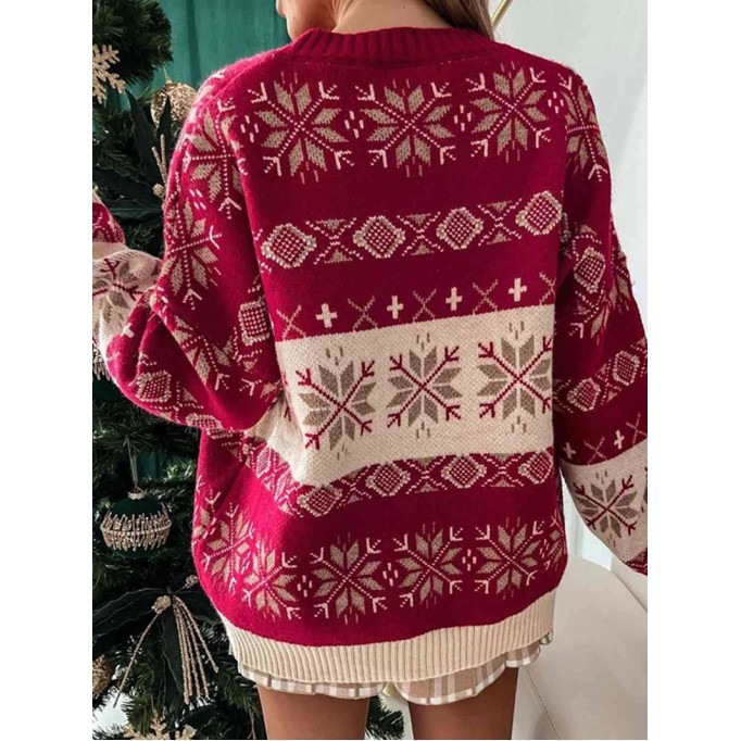 Women's Contrast Christmas Pattern Sweater