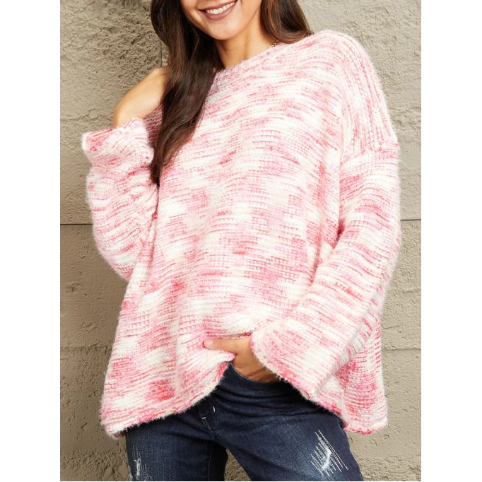 Women's contrast color long sleeve sweater
