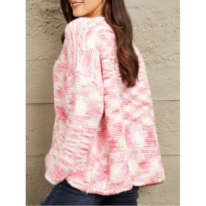 Women's contrast color long sleeve sweater