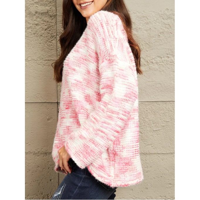 Women's contrast color long sleeve sweater