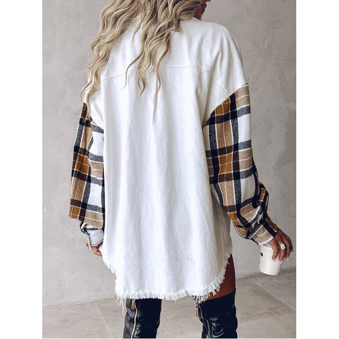 Women's contrast plaid patchwork jacket