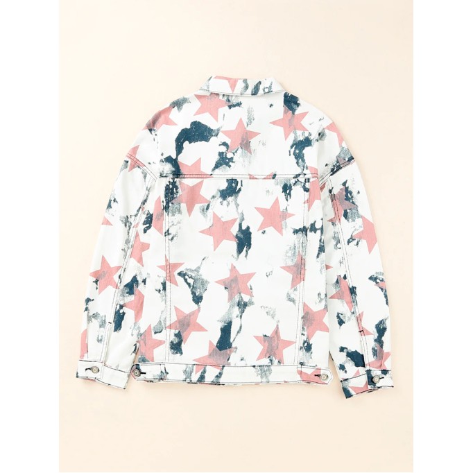 Women's contrast star print denim jacket