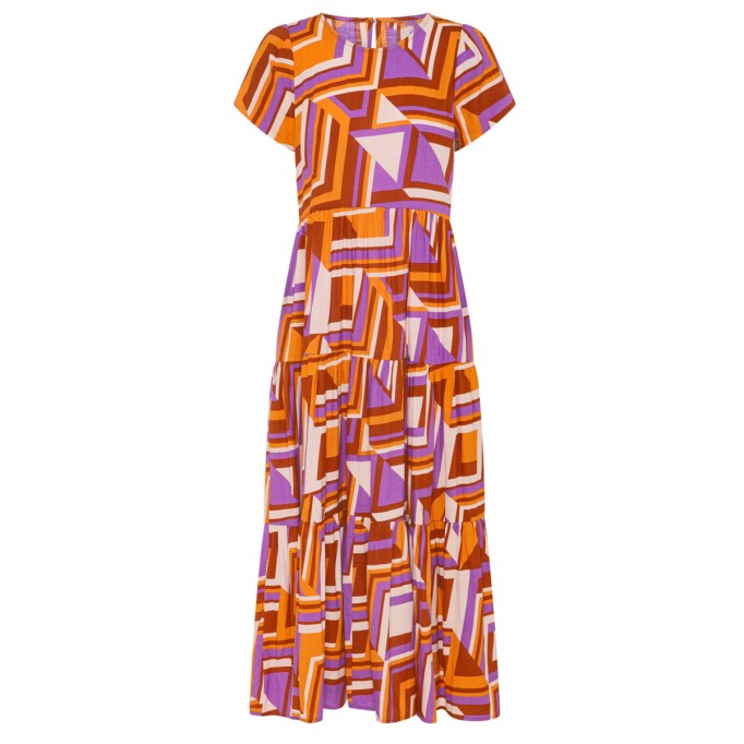 Women's crew-neck pullover short sleeve holiday print dress