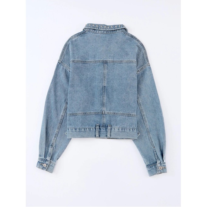 Women's denim beaded short jacket