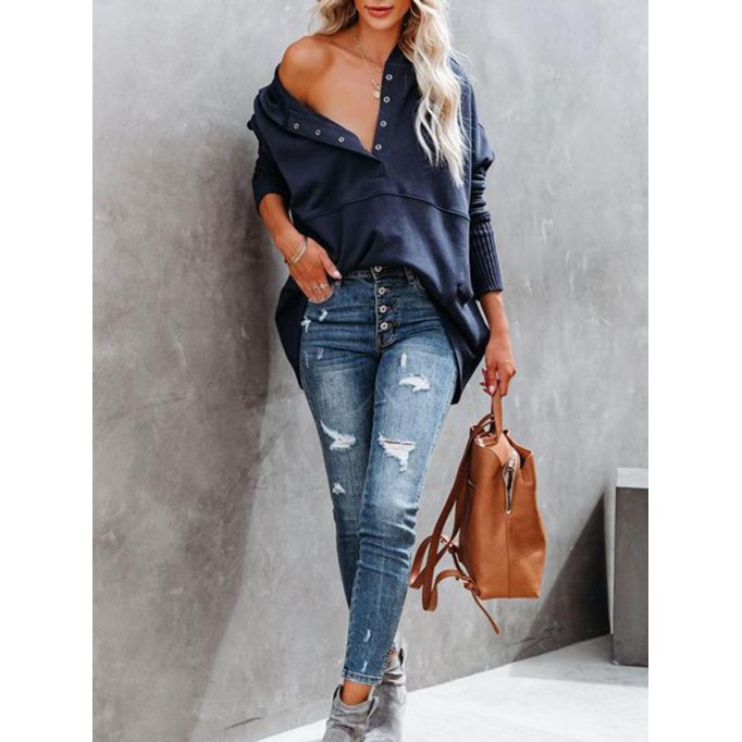 Women's Elegant Casual Long Sleeve Knitted Tops Sweatshirts