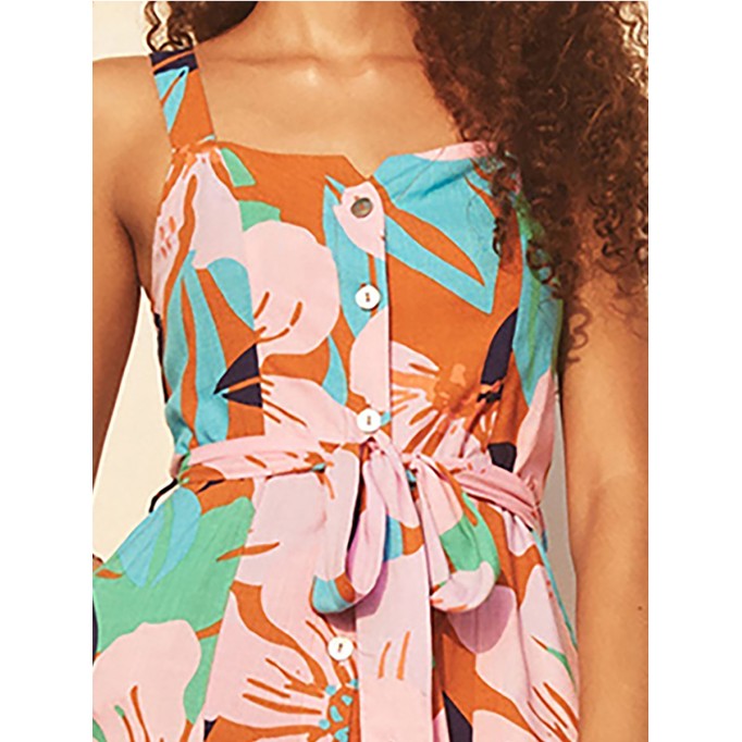 Women's floral-print holiday loose wide-leg jumpsuits