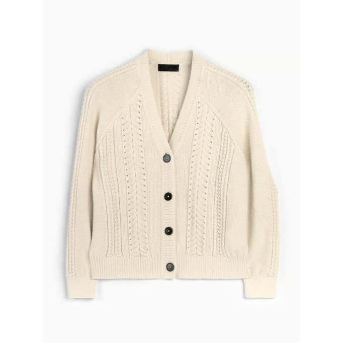 Women's gray white woven wool sweater