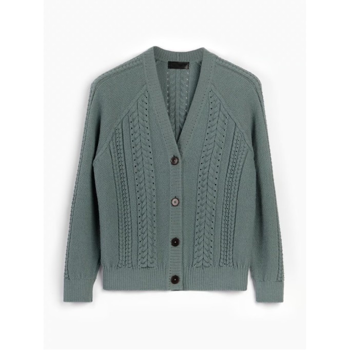 Women's green woven cardigan